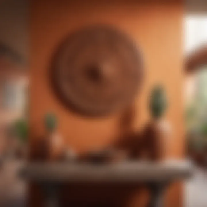 Warm terracotta accent wall with complementary decor