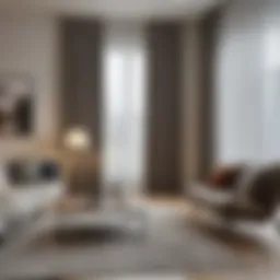 Elegant combination of curtains and vertical blinds in a modern living room