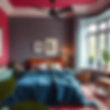 Vibrant Expressions: Bold Colors in Bedroom Decor A vibrant bedroom showcasing bold color palettes and unique decor