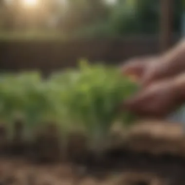 Sowing kale seeds in a garden bed