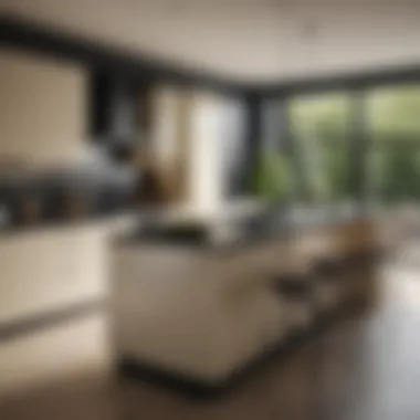 Contemporary Cream Kitchen with Black Elements Contemporary kitchen featuring cream cabinets with striking black elements