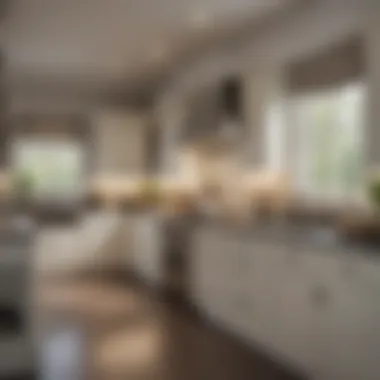 Elegant Cream Kitchen with Gray Accents Elegant kitchen featuring cream cabinets with soft gray accents