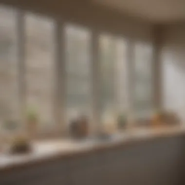 Light filtering through louvered shutters in a bright kitchen