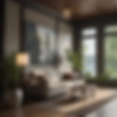 Decorative elements highlighting lakefront views