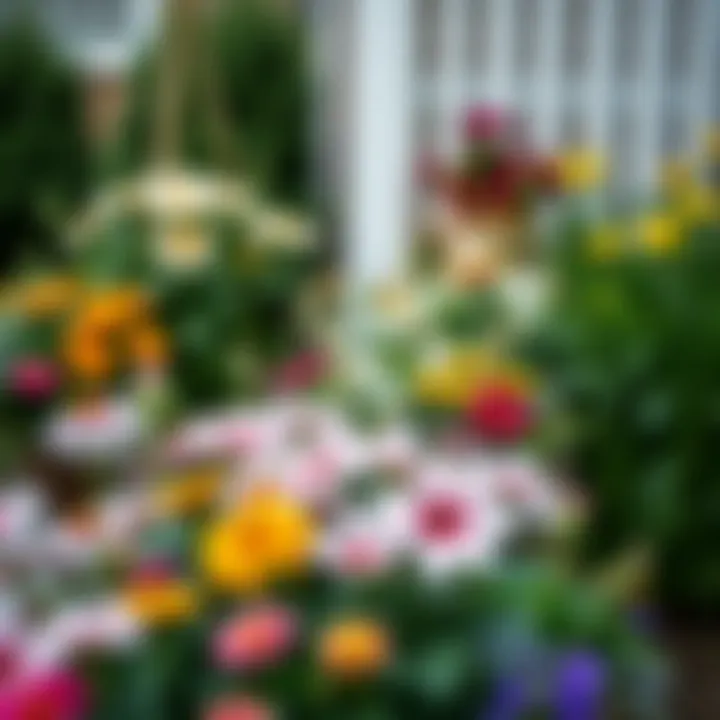 Seasonal Flower Display in Zone 5 Seasonal display of flowers and greenery in a well-maintained garden