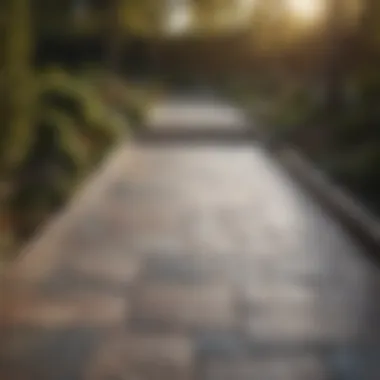 Elegant stone pathways complementing a raised deck