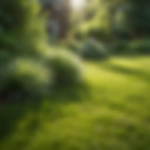 Lush green lawn thriving in late spring sunshine