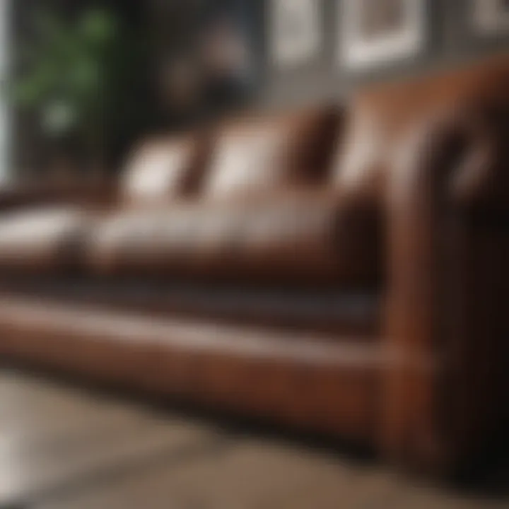 A leather couch with visible damage needing repair
