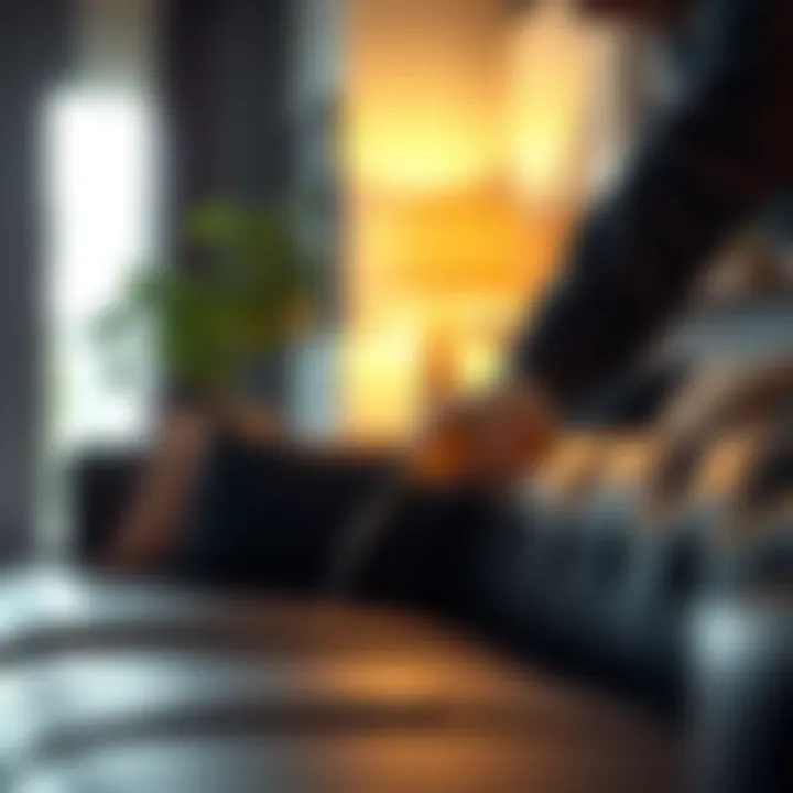 Leather degreaser application on a sofa