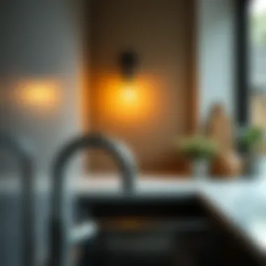 Stylish Wall-Mounted Fixture Stylish wall-mounted light fixture near the sink