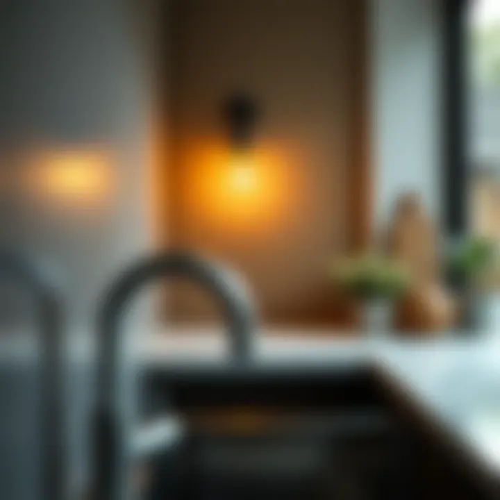 Stylish Wall-Mounted Fixture Stylish wall-mounted light fixture near the sink