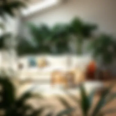 Cozy living area with a sectional sofa surrounded by lush greenery