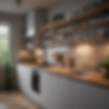 A well-organized kitchen with space-saving shelves