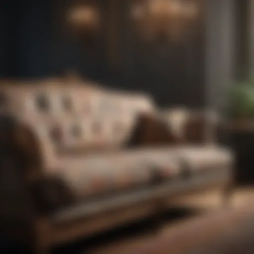 Vintage sofa with intricate patterns