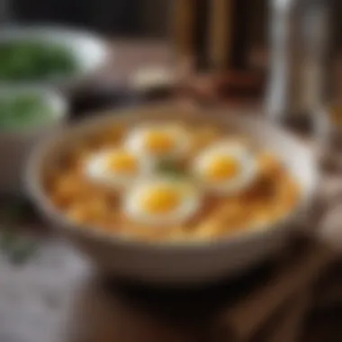 Microwaved eggs in a bowl with spices