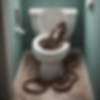 Person expertly using a toilet snake to unclog a toilet