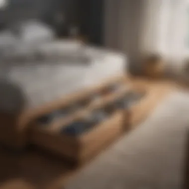 A well-organized bedroom featuring underbed drawers.