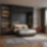 Stylish murphy bed integrated into a modern studio apartment