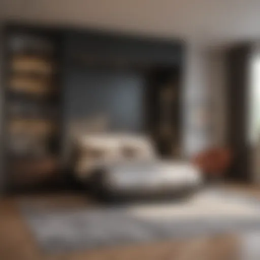 Stylish murphy bed integrated into a modern studio apartment