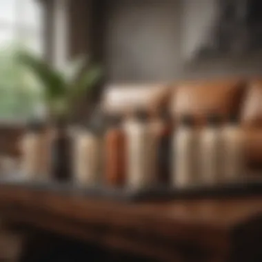 Selection of natural leather conditioners on display