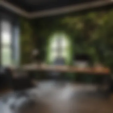 Stylish Office Space with Natural Elements Wallpaper Stylish office space enhanced by natural elements in wallpaper