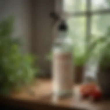 A close-up of a homemade vinegar solution in a spray bottle, ready for natural weed control.