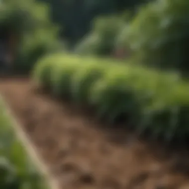 An organic mulching technique using straw to prevent weeds in a garden bed.