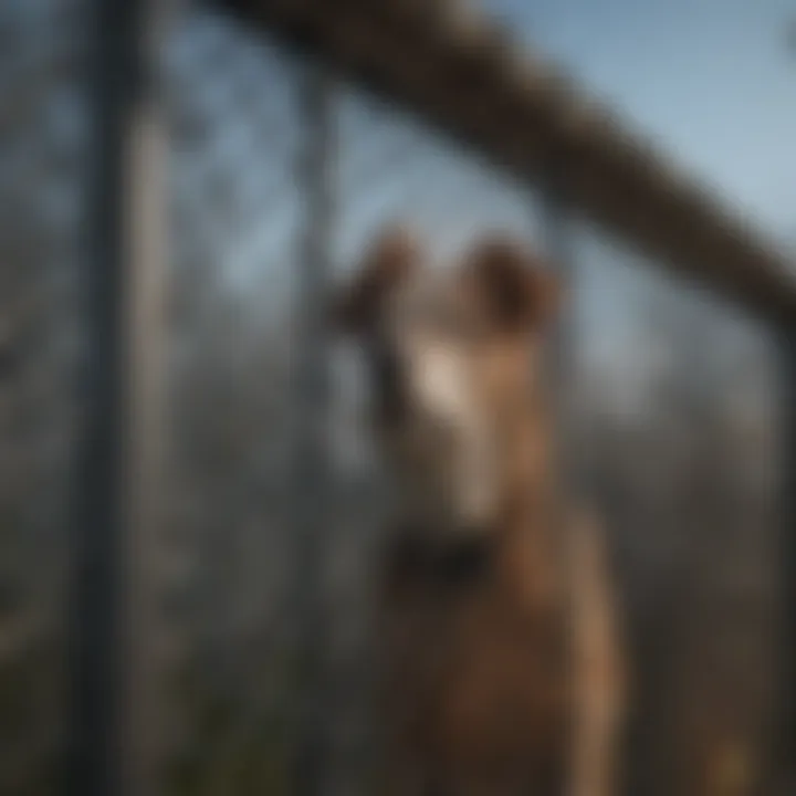 A chain-link fence with added privacy slats for dogs
