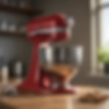 Close-up of KitchenAid mixer features and controls