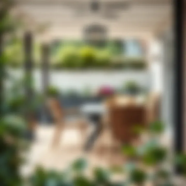 Cozy outdoor dining area with a beautiful table and chairs