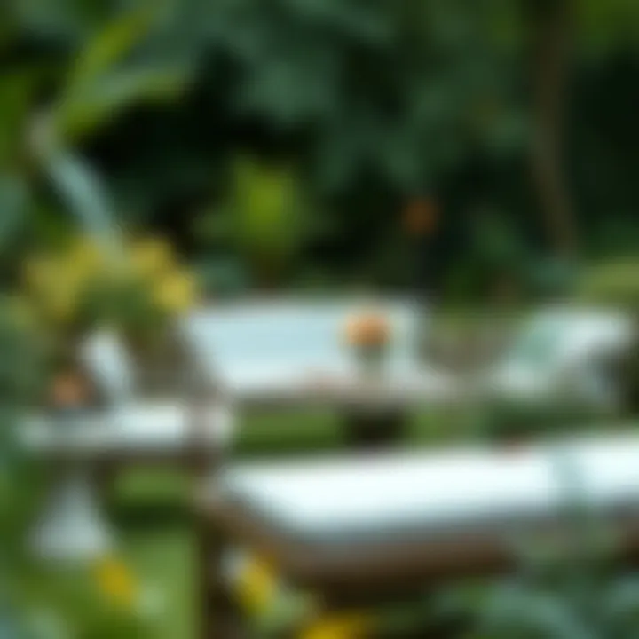 Elegant garden furniture set in a lush green backyard