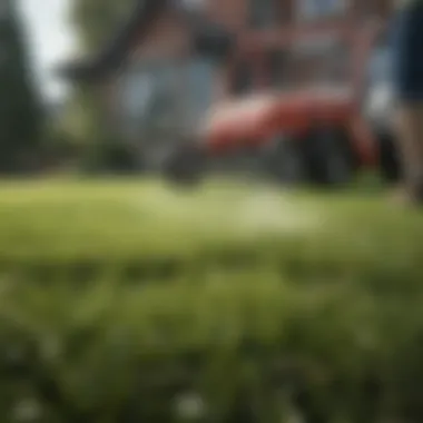 Fertilizer application on a lawn