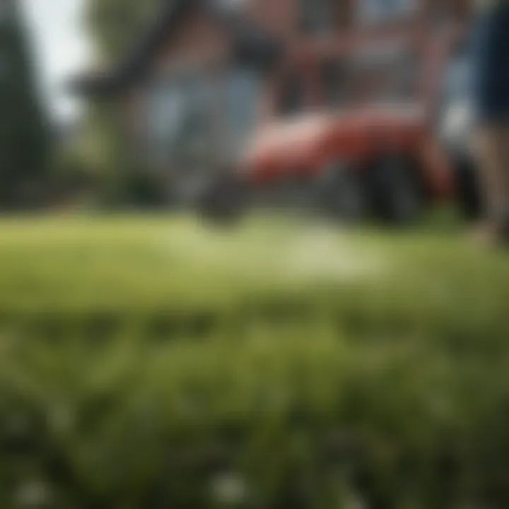 Fertilizer application on a lawn