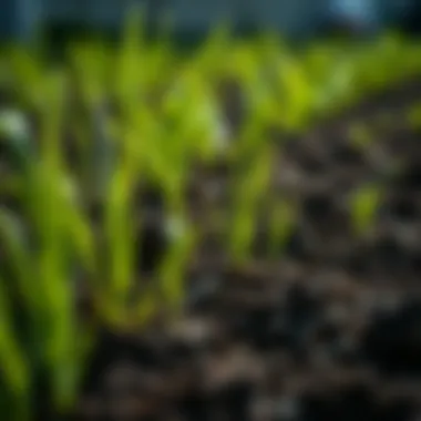 Healthy grass growing in well-prepared soil