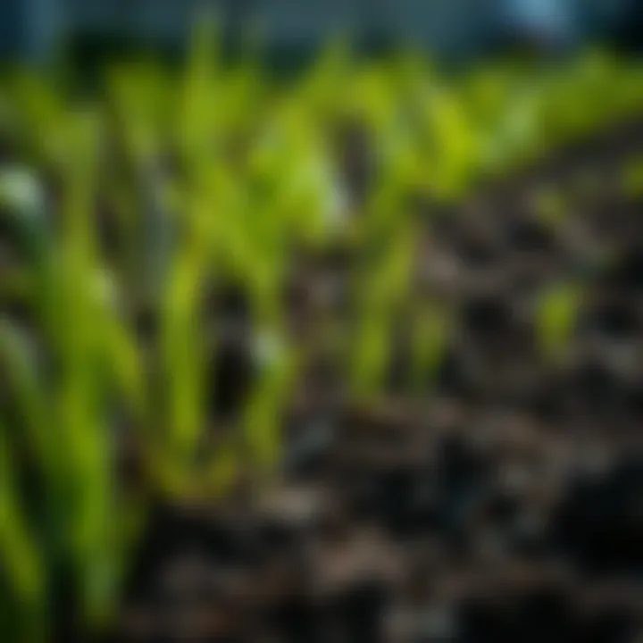 Healthy grass growing in well-prepared soil