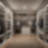 Elegant walk-in closet showcasing organized clothing racks