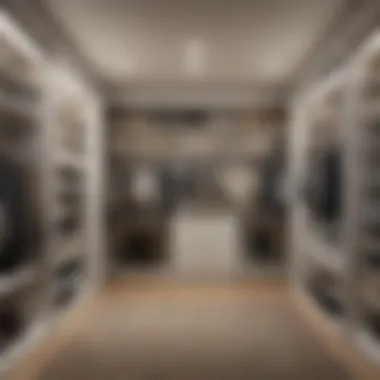 Elegant walk-in closet showcasing organized clothing racks