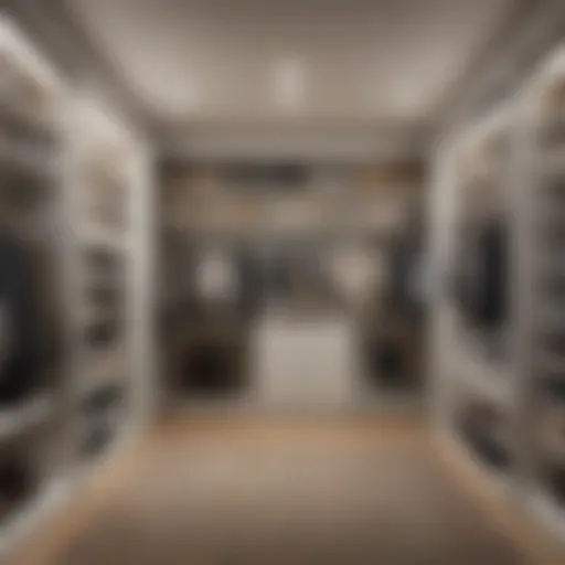 Elegant walk-in closet showcasing organized clothing racks
