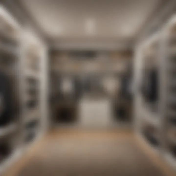 Elegant walk-in closet showcasing organized clothing racks