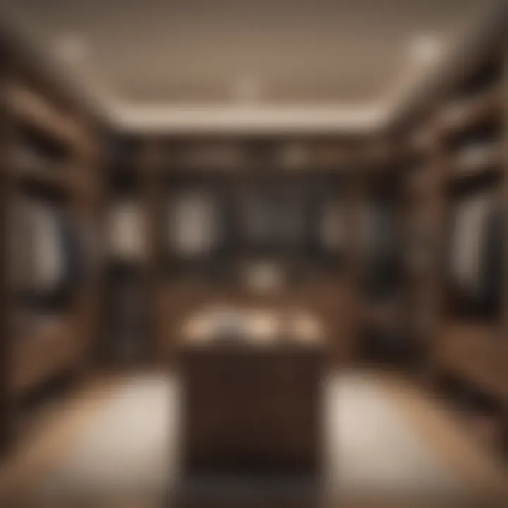 Functional layout of a walk-in closet with diverse configurations