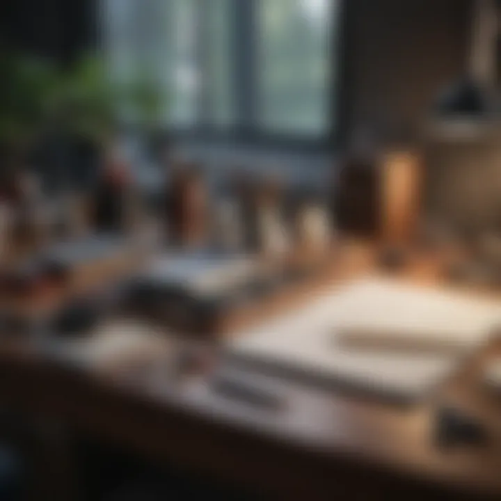 A well-organized desk with essential tools and supplies
