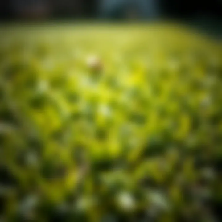 Fresh Growth After Overseeding Close-up of a freshly overseeded lawn with vibrant sprouts