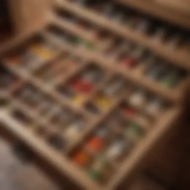 Stylish Spice Organization in Drawers Stylish pantry drawer showcasing organized spices and herbs