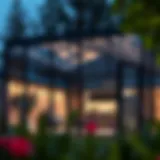 Modern patio enclosure showcasing glass and aluminum materials