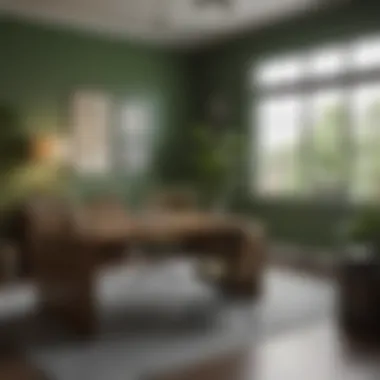 Chic office space decorated in earthy green tones