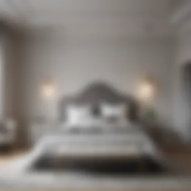 Elegant bedroom featuring muted gray and white