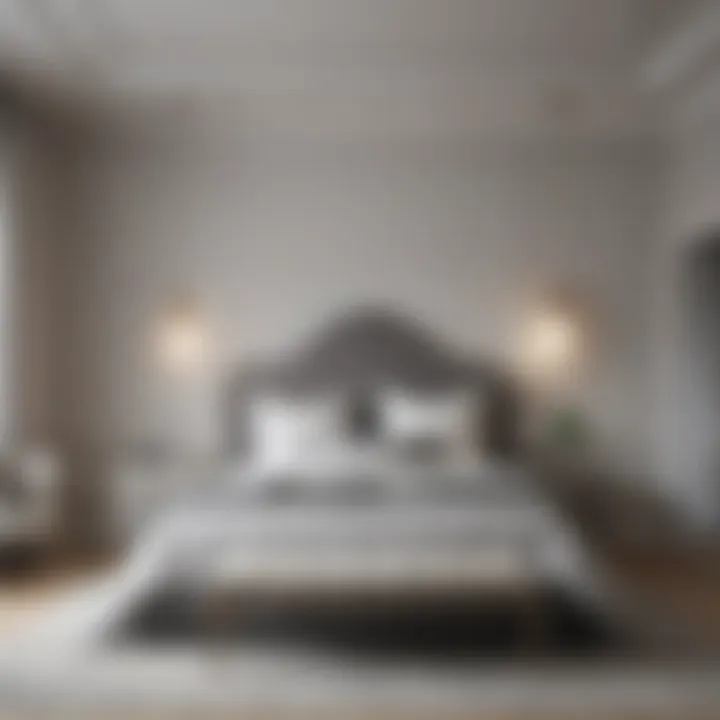 Elegant bedroom featuring muted gray and white