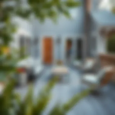 Charming slate gray deck with stylish outdoor furniture