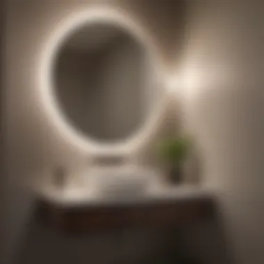 Modern powder room featuring sleek fixtures and ambient lighting