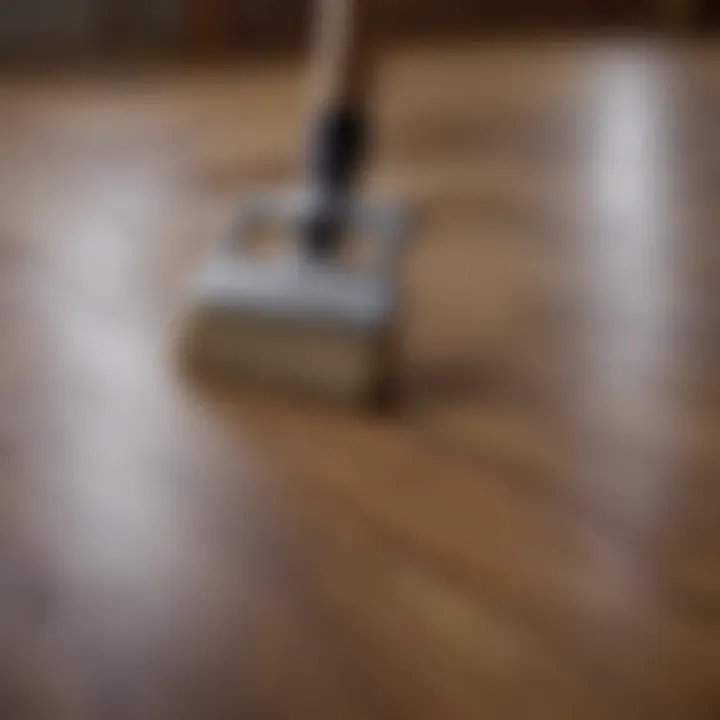 Close-up of hardwood floor refinishing materials and equipment